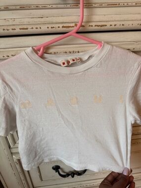 Marni White Girls Short-Sleeve Logo Crop Tee